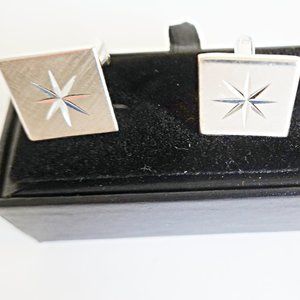 Dante Vintage SilverTone Atomic Starburst  Signed Cufflinks
